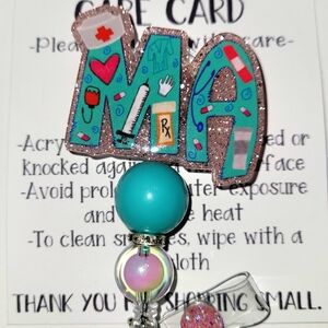 Hand Crafted Glitter MA Badge Reel